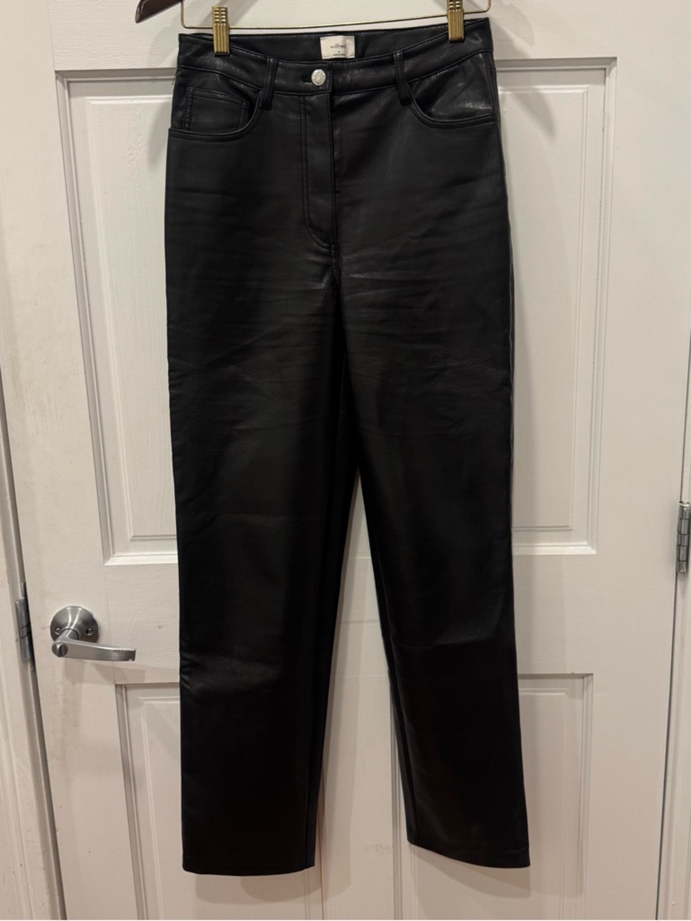 Wilfred Aritzia Melina Pant 4 Black Vegan Leather High Rise Straight Grunge Chic